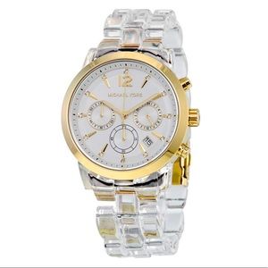 Michael Kors watch, clear acrylic and gold